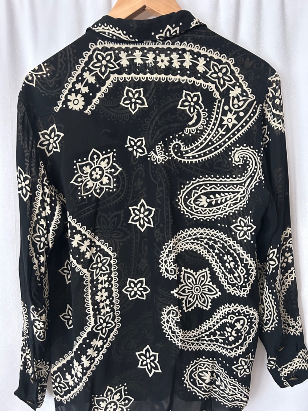 Moschino Black/Cream Paisley Button Front Long Sleeve Blouse Shirt Top *Size S* - Picture 4 of 6